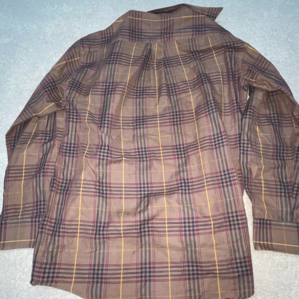 Used Burberry Button Down Brown Checkered Shirt -… - image 8
